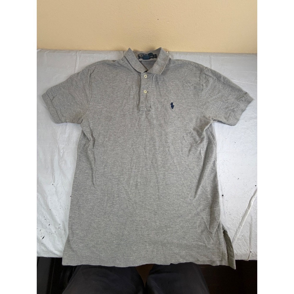 Polo Ralph Lauren Mens Small Gray Cotton Pique Short Sleeve Pony Logo Polo Shirt